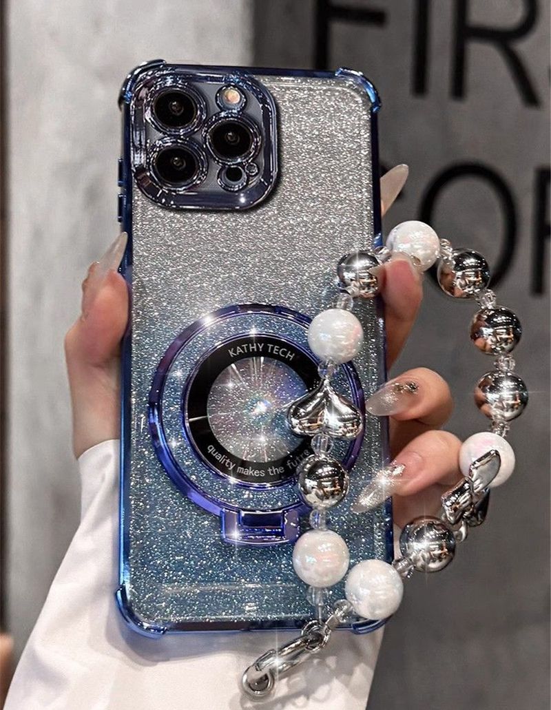 Luxury Bead Bracelet Ring Shockproof Case For Huawei Nova 13 Pro 12 11 10 9 8 7 6 5 Pro SE Silicone Glitter Stand Holder Cover_voghion.com