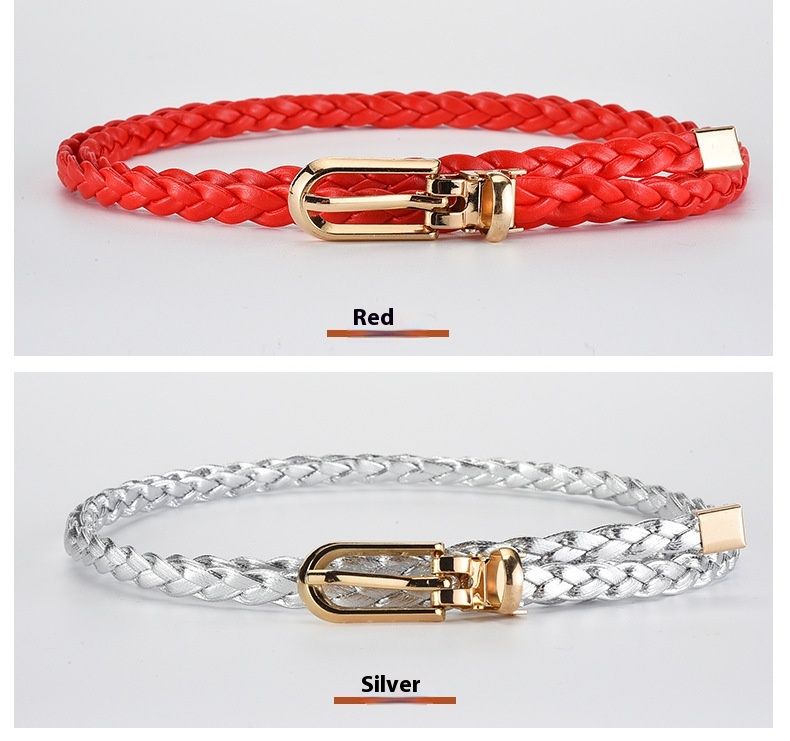 Ny klänning med tunn midja för kvinnor, exklusivt och mångsidigt dekorationsbälte med nålspänne i PU, litet bälte i koreansk version_voghion.com