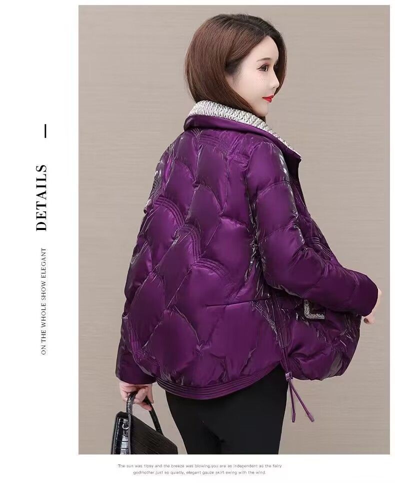 Damenbekleidung Hochwertige perlmuttfarbene, waschfreie Wintermäntel aus Baumwolle für Damen, modische, kurze, dicke, vielseitige Winterjacke_voghion.com