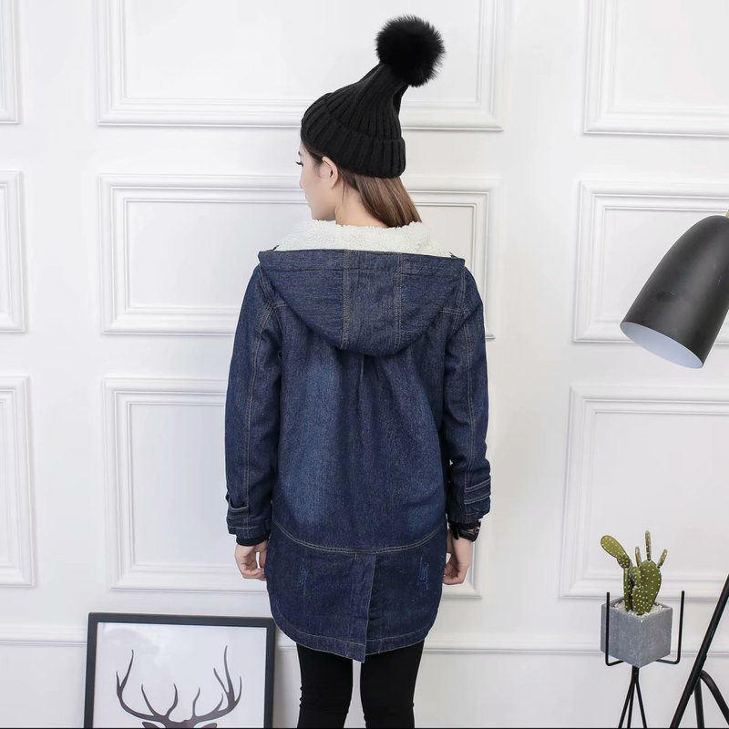 Abbigliamento donna giacca imbottita in cotone denim giacca medio lunga da donna imbottita in cotone cashmere taglie forti con giacca in denim con cappuccio_voghion.com