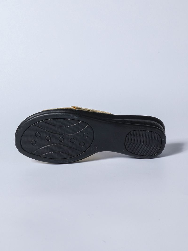 Nuovi sandali con zeppa a bocca di pesce, pantofole con una linea, pantofole da donna taglie forti, scarpe dorate_voghion.com