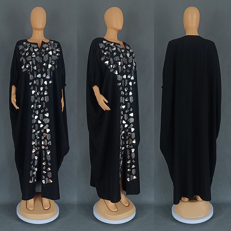 Vestido con parche irregular de diamantes de imitación para mujer_voghion.com