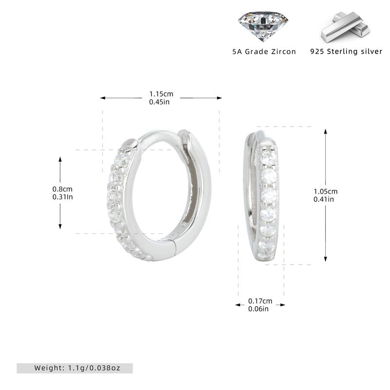 Damenschmuck, Sterlingsilber, mit Zirkonia besetzte Creolen – klassisches geometrisches Design, hypoallergen, Größen 5–9 mm, klassischer Ohrknochenverschluss_voghion.com