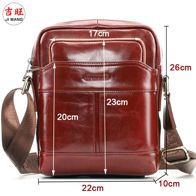 Men's Genuine Single Shoulder Crossbody Bag Casual Backpack Large Capacity Zipper Top Layer Cowhide Soft Leather_voghion.com