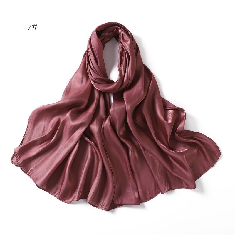 Unisex Solid color soft shimmering satin scarf women's scarf sunblock shawl Muslim_voghion.com