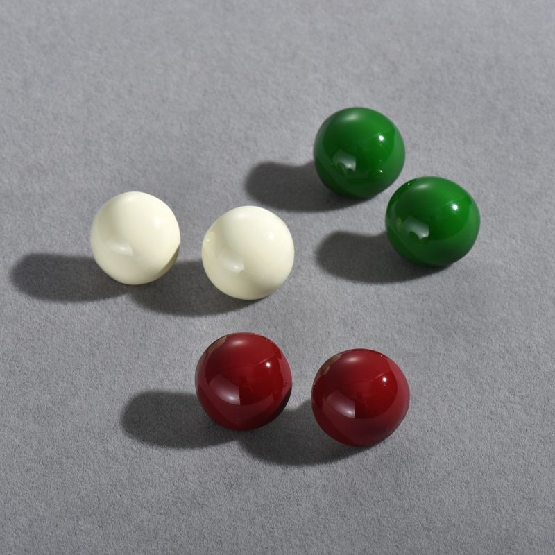 Eleganti orecchini da donna in stile francese a semicerchio smaltato con perni in argento sterling 925 - Design geometrico minimalista (rosso, verde, bianco)_voghion.com