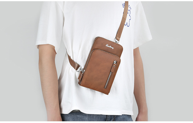 BAELLERRY Borsa a tracolla da uomo di alta qualità Borsa per cellulare verticale di grande capacità Borsa multifunzionale con cerniera_voghion.com