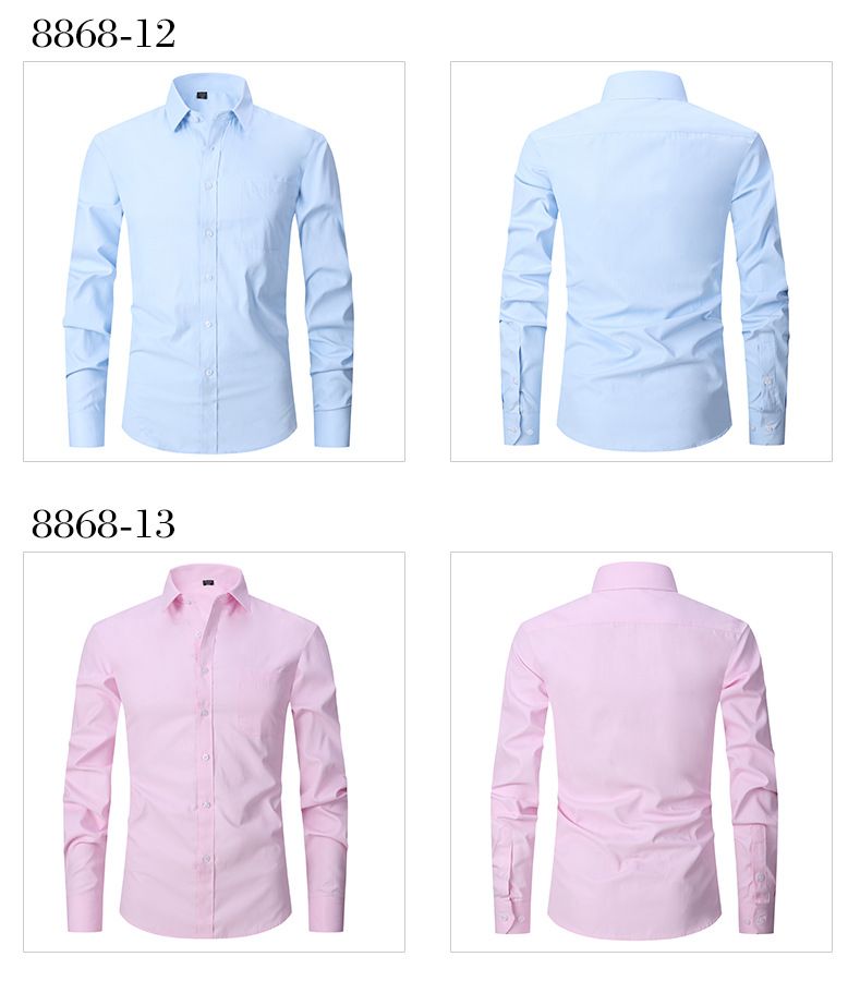 Camicia da uomo a maniche lunghe, classica, slim fit, in misto cotone di alta qualità, comoda e traspirante, per abbigliamento business e casual._voghion.com
