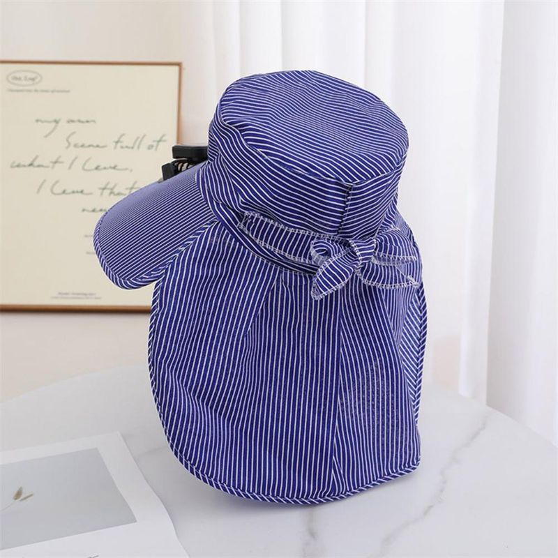 RYYD Gestreepte Bucket Hat - Ingebouwde ventilator|UV 50+|Nekflap_voghion.com