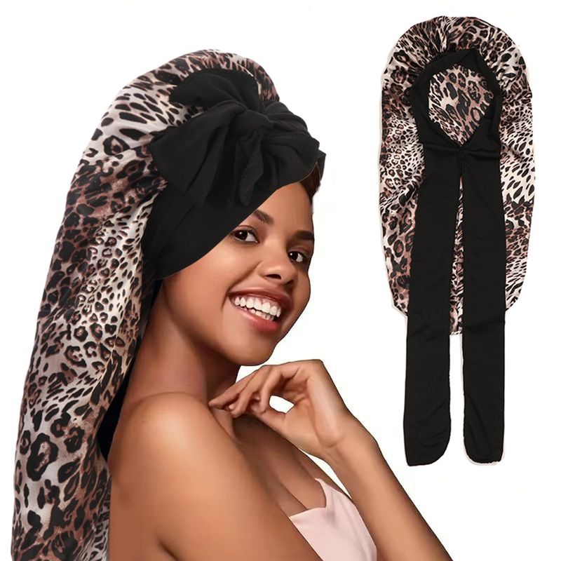 Cuffia da uomo con stampa leopardata multicolore, a righe larghe, a tesa larga, elastica, per salone di bellezza, per la cura dei capelli, con chignon elastico, berretto indiano_voghion.com