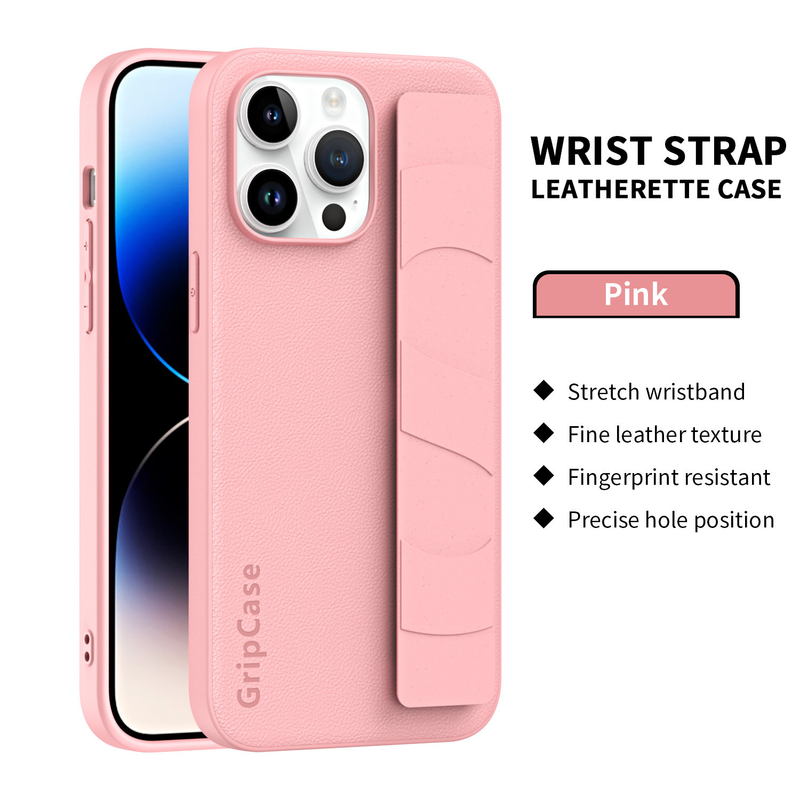 Luxury Fashion Leather Phone Case For iPhone 15 14 13 Pro Max 14Plus 15Plus Wrist Strap Bracket Shockproof Back Cover_voghion.com