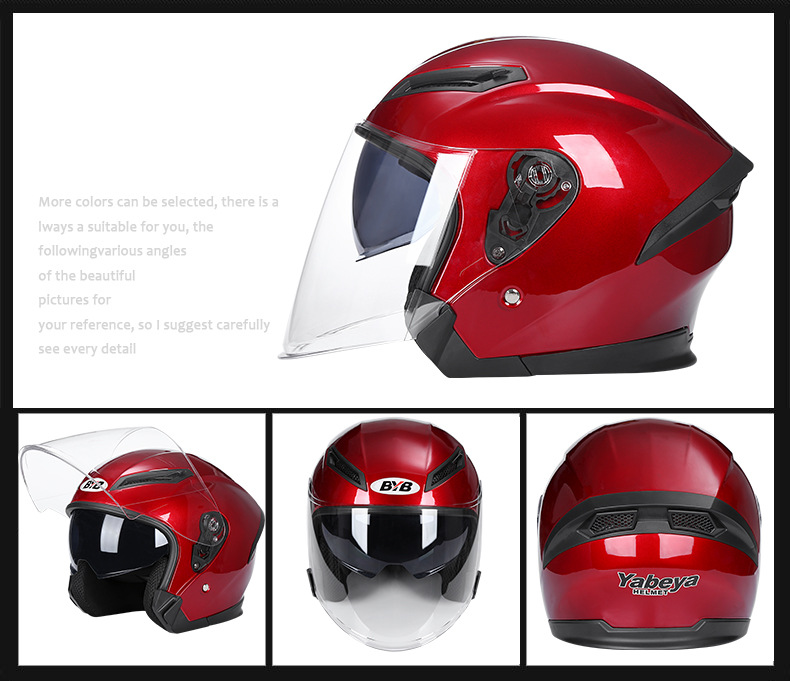 özel motosiklet kaskı elektrikli araç aküsü araba kaskı yetişkin erkek ve kadın yarım kask güneş koruması çift lensli kask_voghion.com