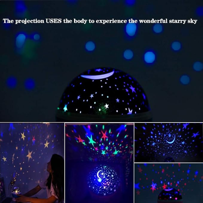 Projetor de lua e estrela rotativo 360°, lâmpada de mesa com 12 modos de luz que mudam de cor, USB, adequado para decorações de festa de quarto e presentes_voghion.com
