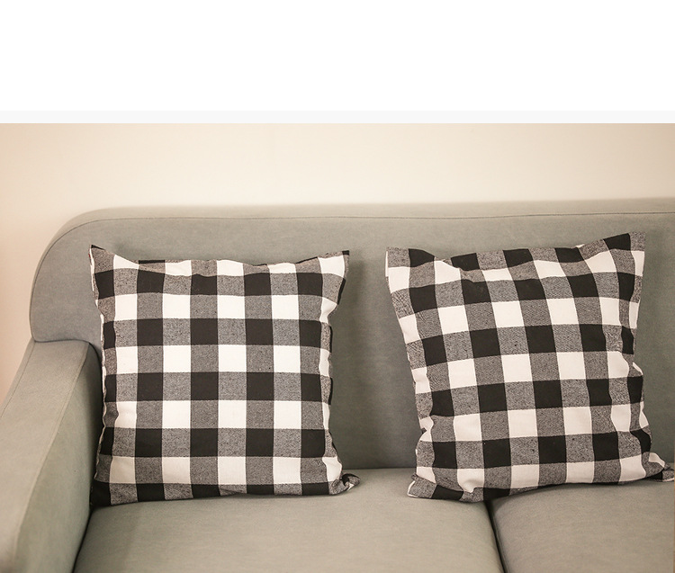 Weihnachten Haobei neue Weihnachtsdekorationen rot und schwarz karierten Kissenbezug karierten Kissenbezug quadratischen Kissenbezug_voghion.com