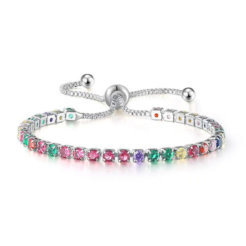 Hazy moon explosif coloré Zircon Bracelet femme plein de diamants chaîne de tennis en cristal réglable_voghion.com