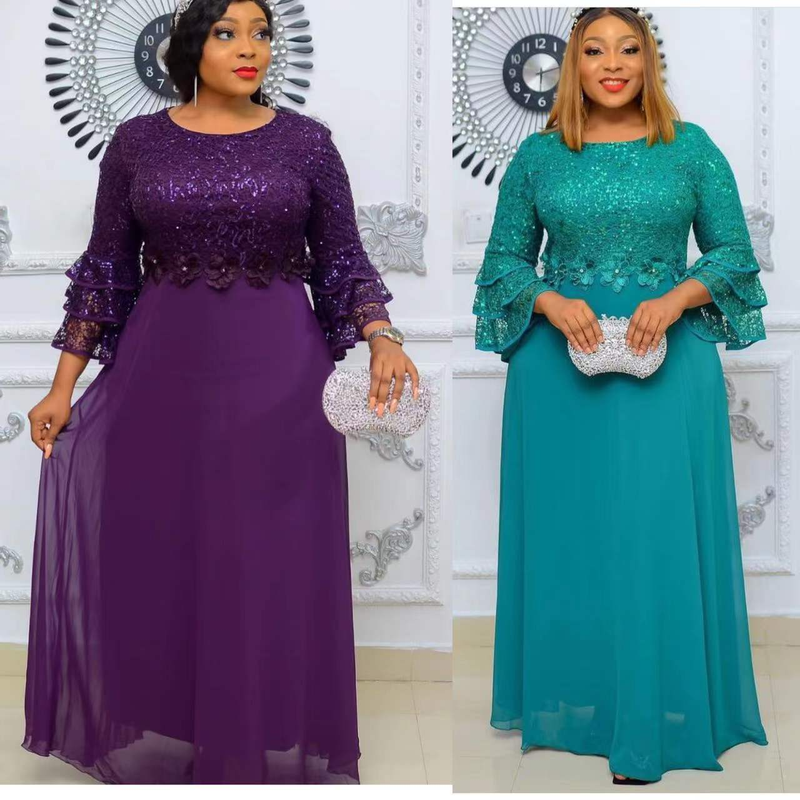 Rochie de damă Plus Size, de primăvară și de vară, banchet, din dantelă grea din șifon_voghion.com
