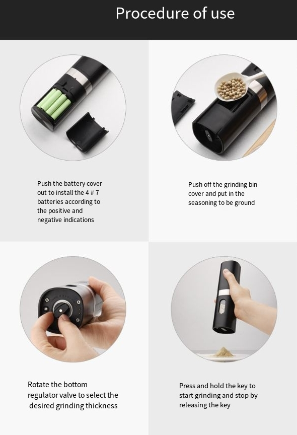 Elektryczny młynek do pieprzu Pieprz Czarny pieprz Młynek do soli Butelka Butelka na przyprawy Słoik_voghion.com