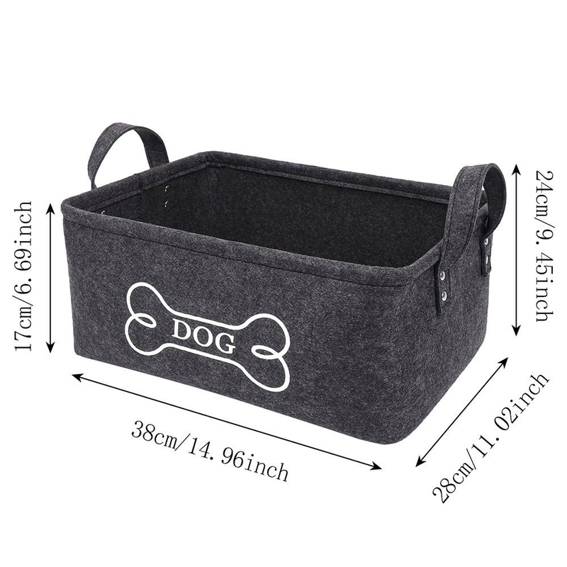 1 panier de rangement rectangulaire en feutre gris foncé, pliable, pour vêtements sales, style minimaliste_voghion.com