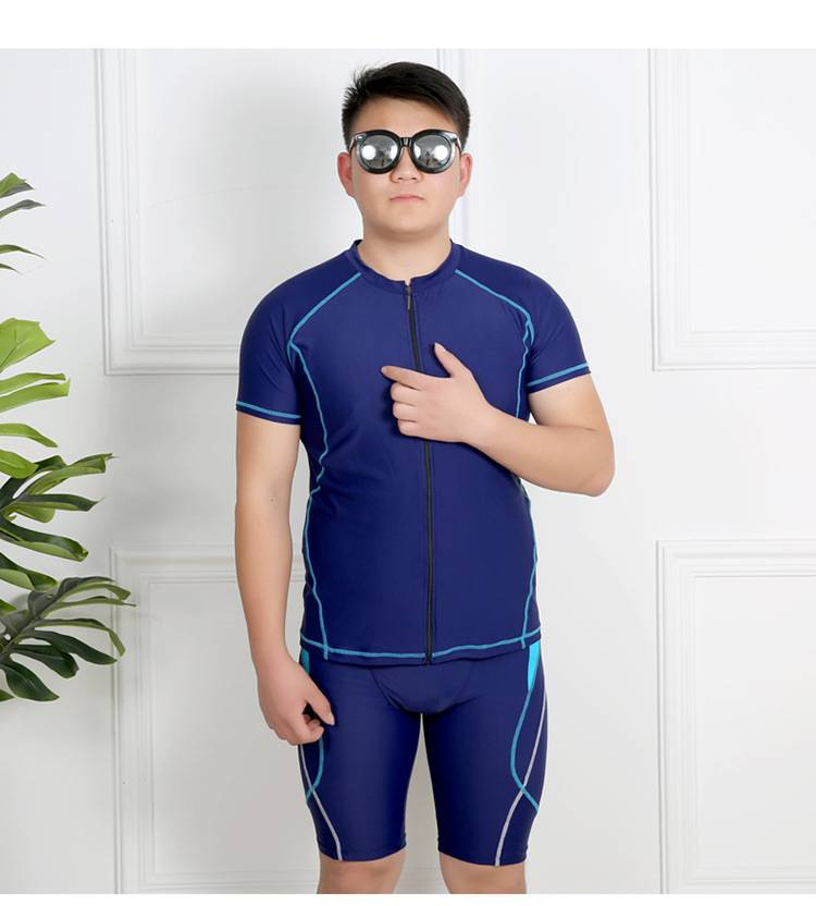 Maillot de bain deux pièces grande taille pour homme, protection solaire cinq points, séchage rapide_voghion.com