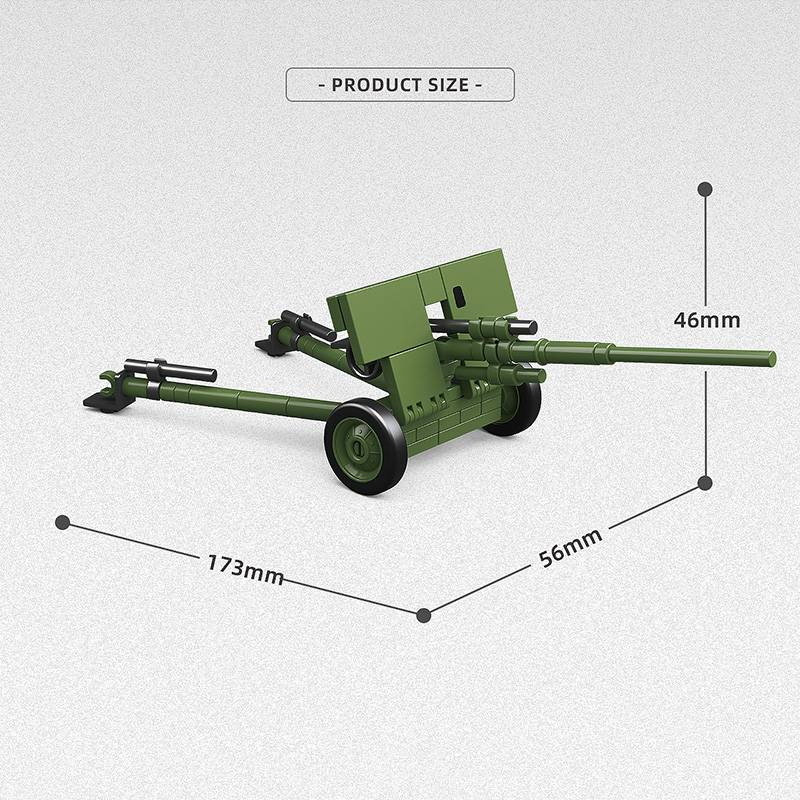 World War II Army 57mm ZIS-2 1941 Anti Tank Gun T20 Armored Tractor Collector's Edition Model Kit Building Block Toy_voghion.com