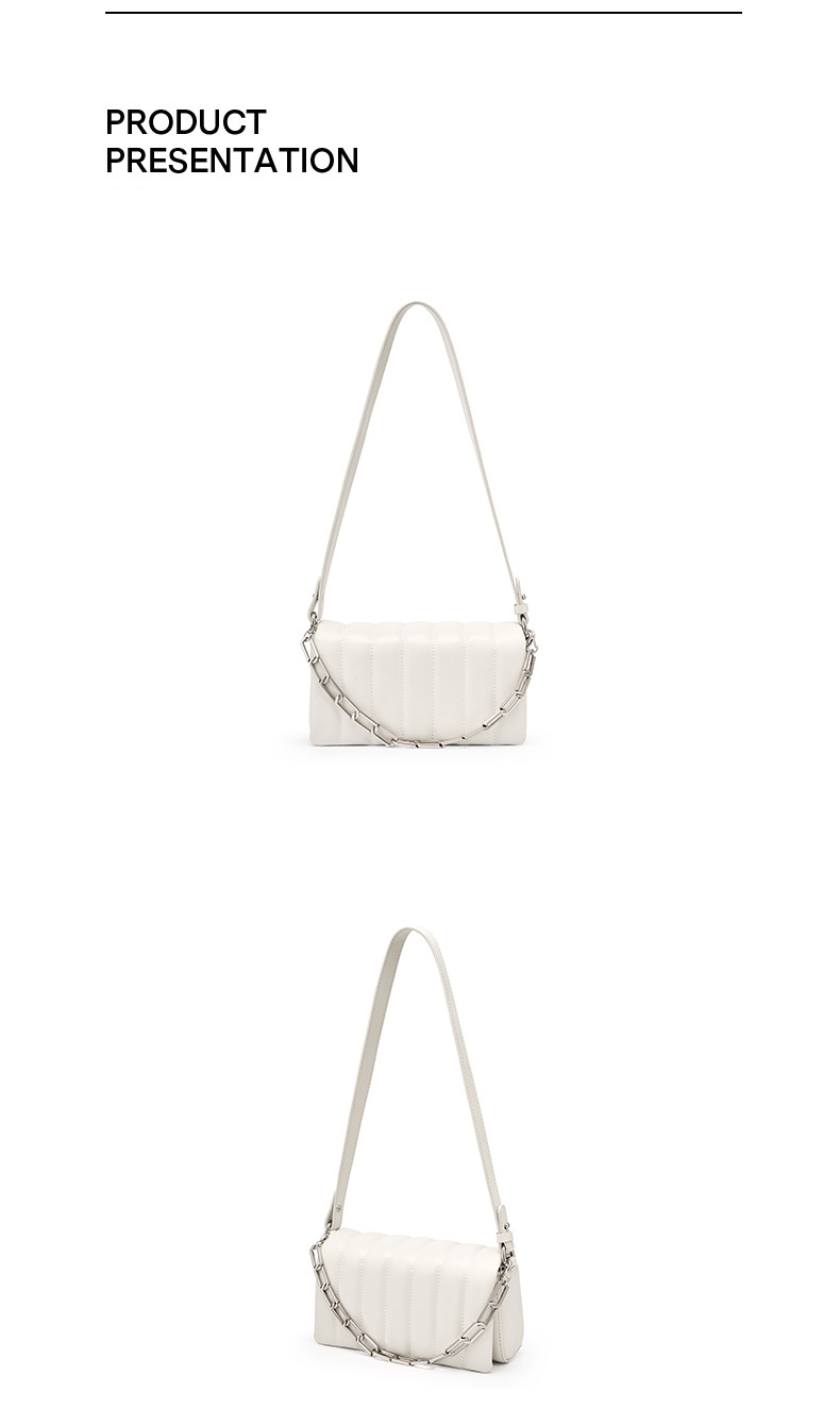 Borsa a tracolla con tracolla a catena in vera pelle – Borsa a tracolla di ispirazione francese (piccola borsa di lusso con finiture dorate, design minimalista)_voghion.com