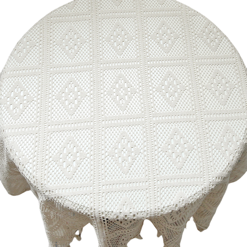 Vintage Crochet Tablecloth – Polyester Lace Rectangular & Round Table Cover For Dining/Coffee Table– Non-Slip Heat-Resistant Farmhouse Decor_voghion.com