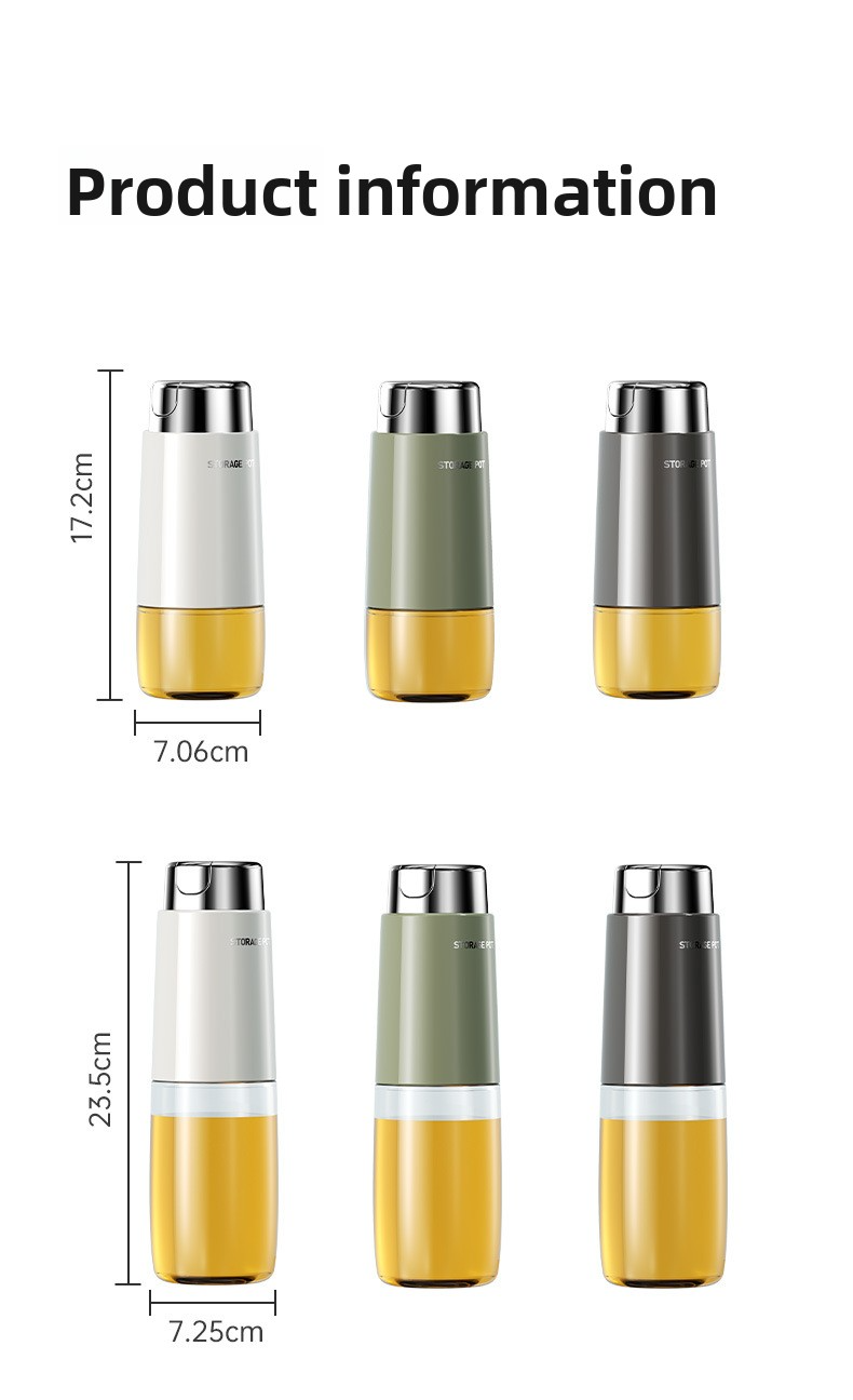 Automatic Gravity Oil Dispenser – 500ml/280ml Glass Bottle With Stainless Steel Base, Drip-Free Kitchen Oil Pourer For Cooking & Baking_voghion.com