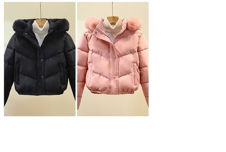 Kurze Pufferjacke für Damen mit Kunstpelzkapuze – warmer Wintermantel mit Fleecefutter, Oversize-Passform, lässige Oberbekleidung für kleine und große Größen_voghion.com