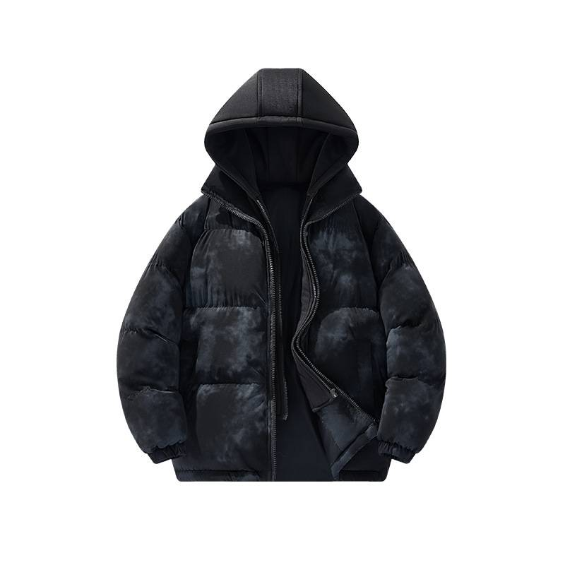 Men’s Detachable Hood Puffer Jacket – Versatile Streetwear Coat For Couples (Black/Beige/Green)_voghion.com