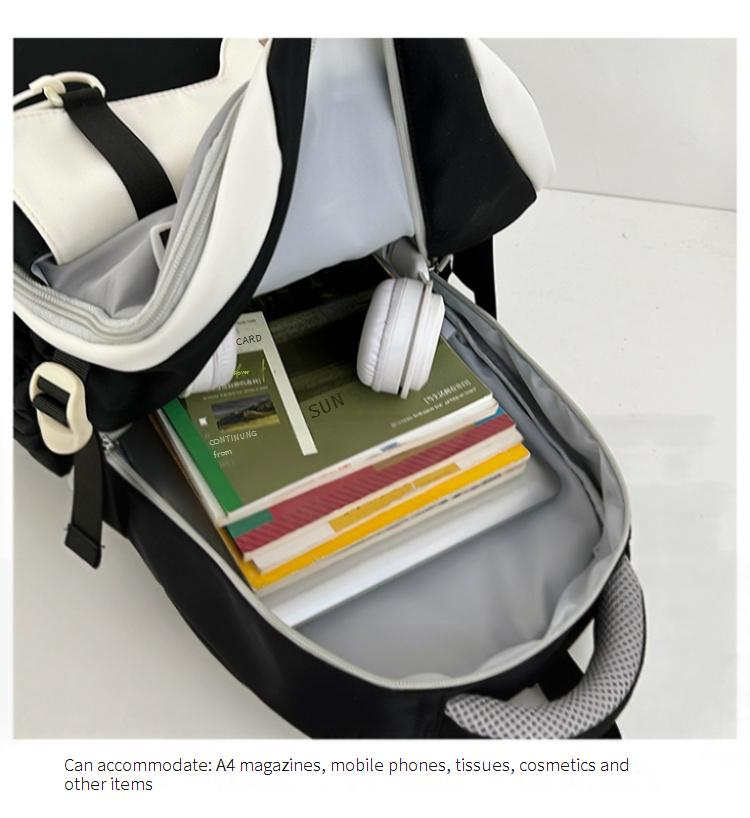 Trendy Color Block Backpack For Teens - Large Capacity School Bag With Breathable Cushion Straps & Stylish Prints_voghion.com