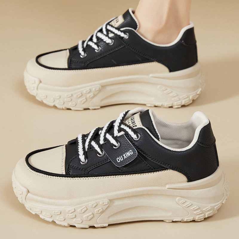 Damen Freizeitschuhe, Einzelschuhe, Damenschuhe mit Reifensohlen, weiße Turnschuhe_voghion.com