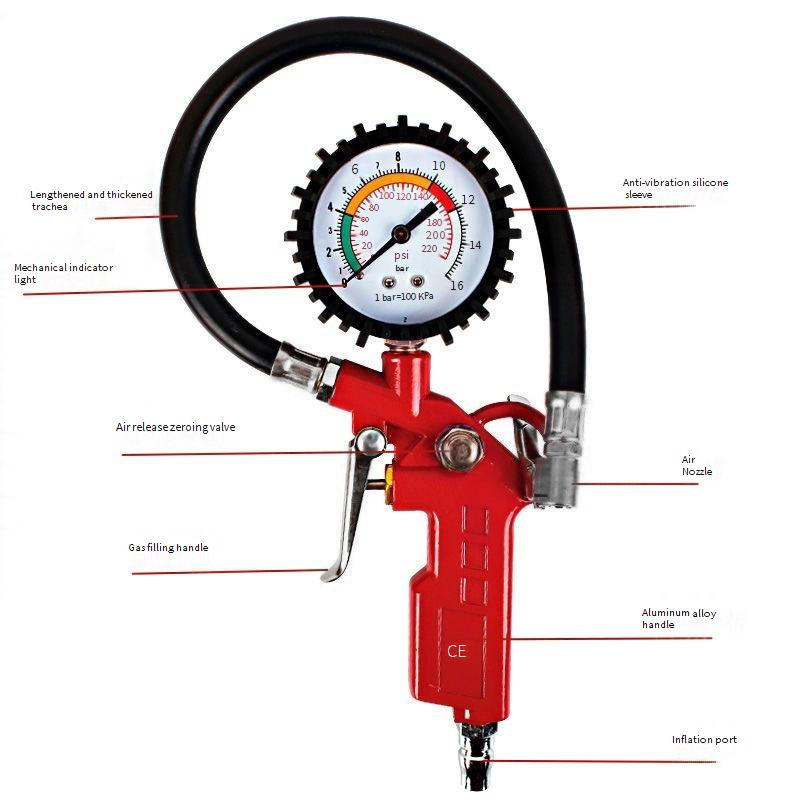 Professional Tire Pressure Gauge With Universal & American Valve Connectors - 0-220PSI High Accuracy, Portable & Durable For Cars, Bikes, Motorcycles_voghion.com