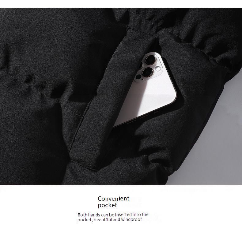 Chaqueta acolchada de invierno para hombre: chaqueta bomber estilo urbano con cuello alto (negro/rosa/caqui/azul claro, tallas S-4XL)_voghion.com