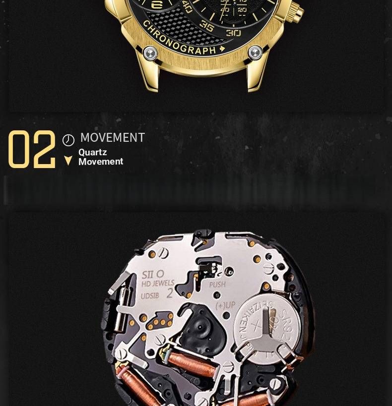 Orologio da uomo GMT Dual-Time – Cinturino in vera pelle da 48 mm con data e indicatore delle 24 ore (cronografo resistente all'acqua per viaggi e lavoro)_voghion.com