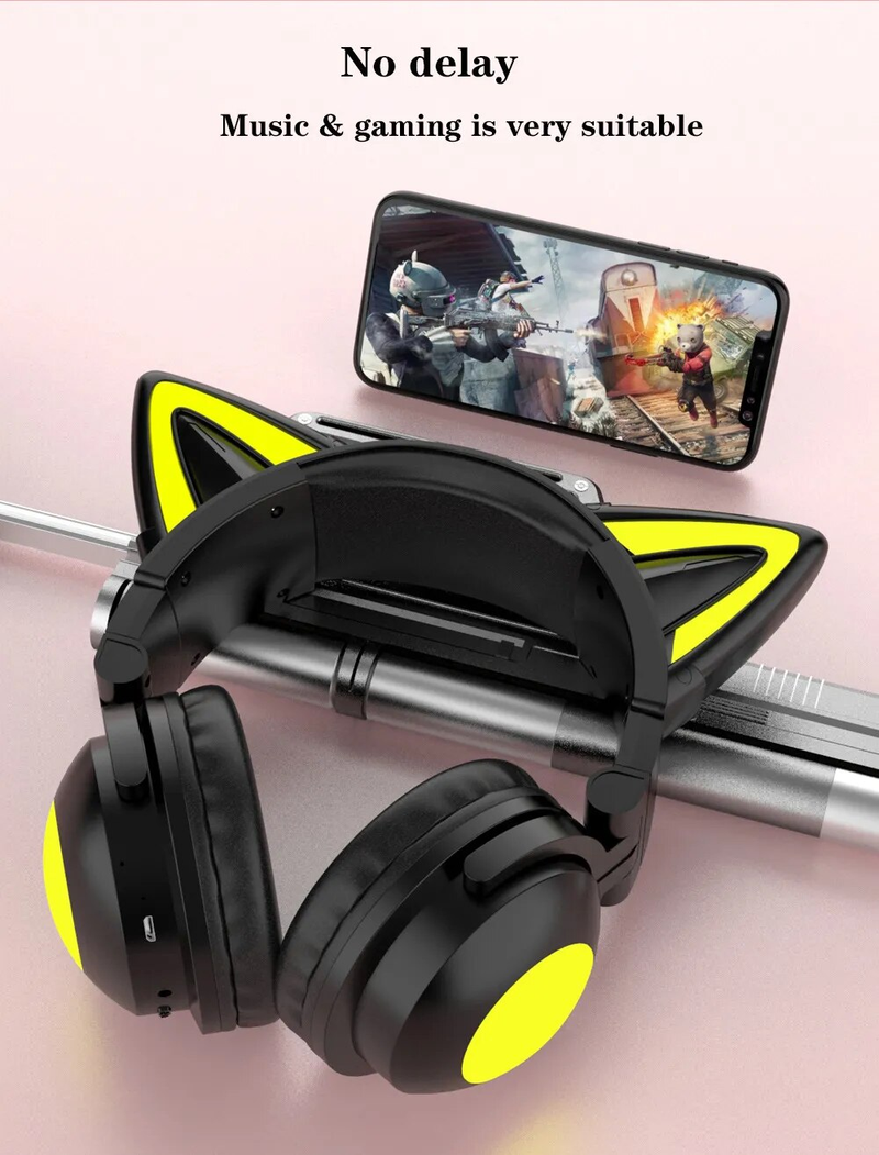 New Arrival RGB Cat Ear Wireless Headsets with Mic 7.1 Stereo Music Bluetooth 5.0 Headset Support Control Light Color_voghion.com