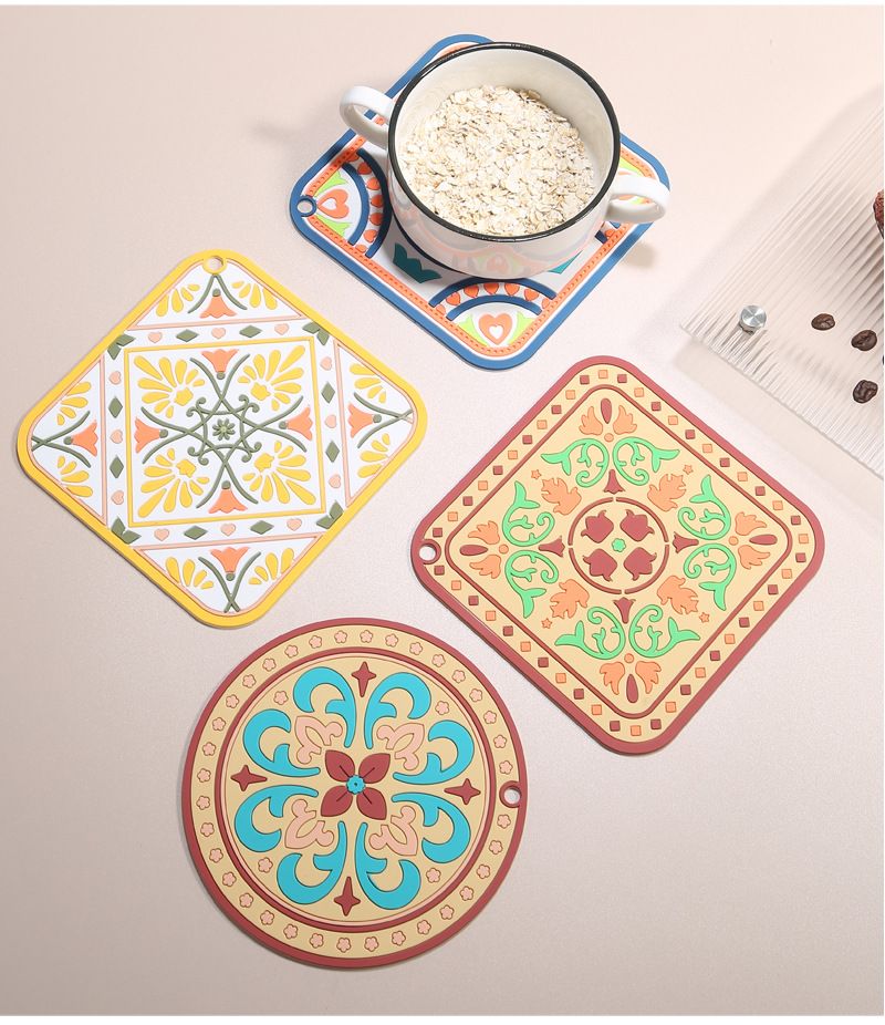 Tappetino isolante creativo in stile etnico per uso domestico, anti-scottatura, per ciotole e piatti, sottobicchiere per caffè_voghion.com