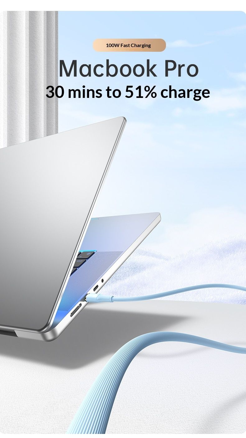 Câble de charge Digitex Romoss Data 5A ultra-rapide compatible avec les téléphones Huawei, double port USB-C PD, 100 W_voghion.com