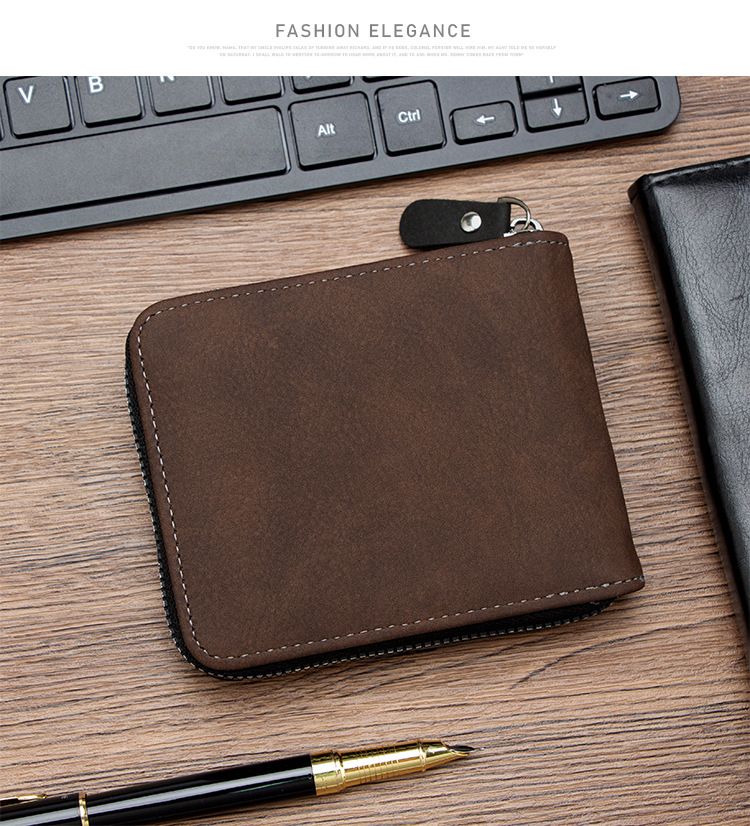 Wallet Card Cases Short Men's Wallet Document Holder Wallet Wallet Zipper Men's Wallet Retro Creative Business Wallet_voghion.com