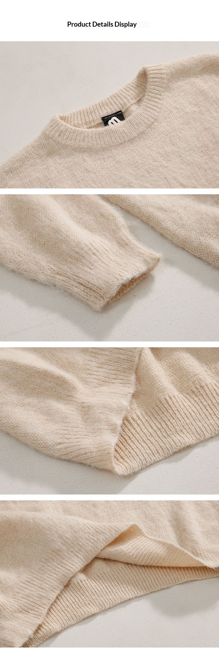 Hue Hue MYQ Solid Color Lazy Style Men's Winter Warm Base Shirt Korean Trend Loose Pullover Knitted Sweater_voghion.com