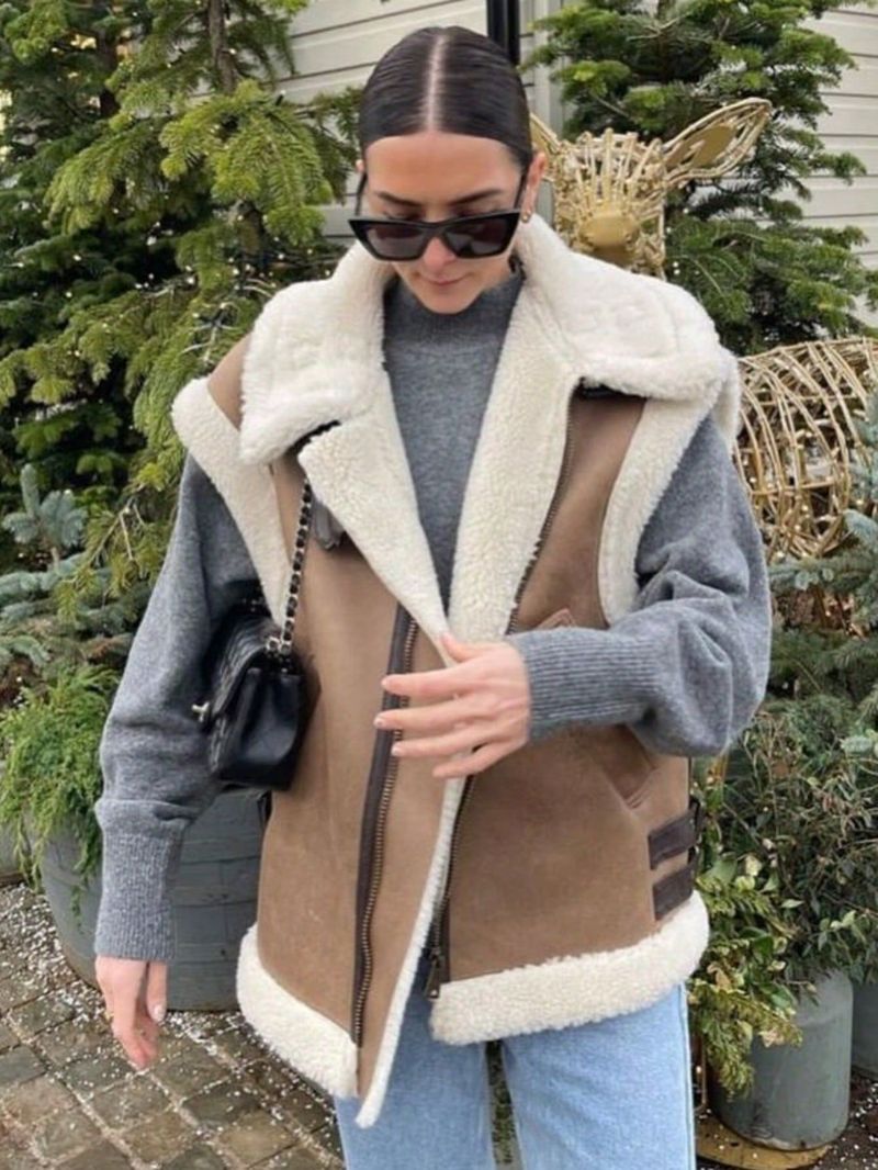 Damen Y2K Shearling Weste – Faux Wildleder & Fleece Puffer Ärmellose Jacke – Streetwear Oberbekleidung (XS-L)_voghion.com