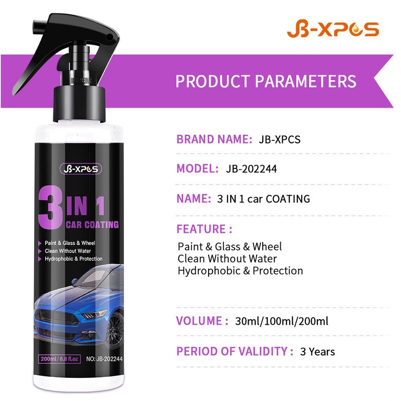 JB-XPCS-44 3-in-1 Car Agent Quick Paint Glass Hand Spray Wax Micro Coating Crystal_voghion.com