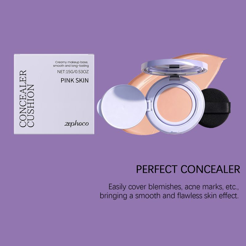 Zephoco Purple Concealer, natürliche Make-up-Grundlage, leicht und bequem, zarte Textur, nicht kuchenartig, mattes Kissen_voghion.com