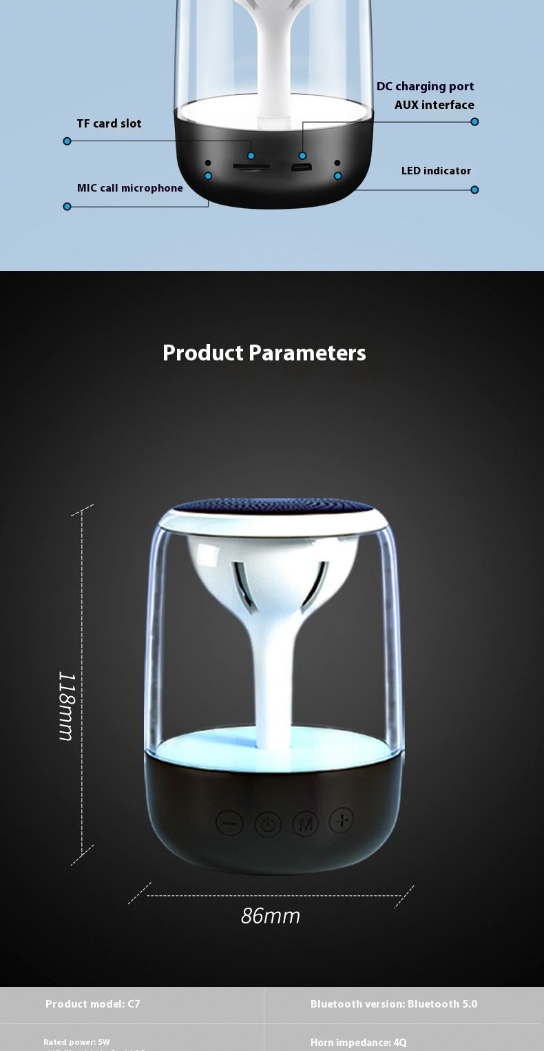 New C7 plusTWS Series Bluetooth Portable 6D Surround Colorful Light Mini Speaker_voghion.com