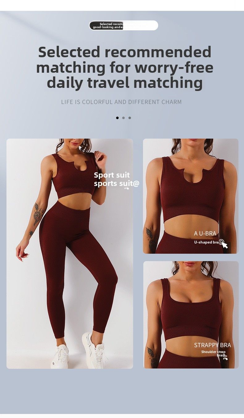 Quick-Drying Clothing Set Shockproof Sports Bra Vest Yoga Pants Fitness Trousers_voghion.com