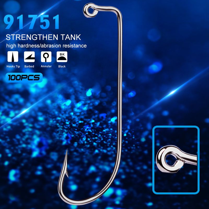 PRO BEROS Brand Fishing Gear Soft Worm With Barbed Fish Hooks 100 Pieces/Pack Bulk High Carbon Steel_voghion.com