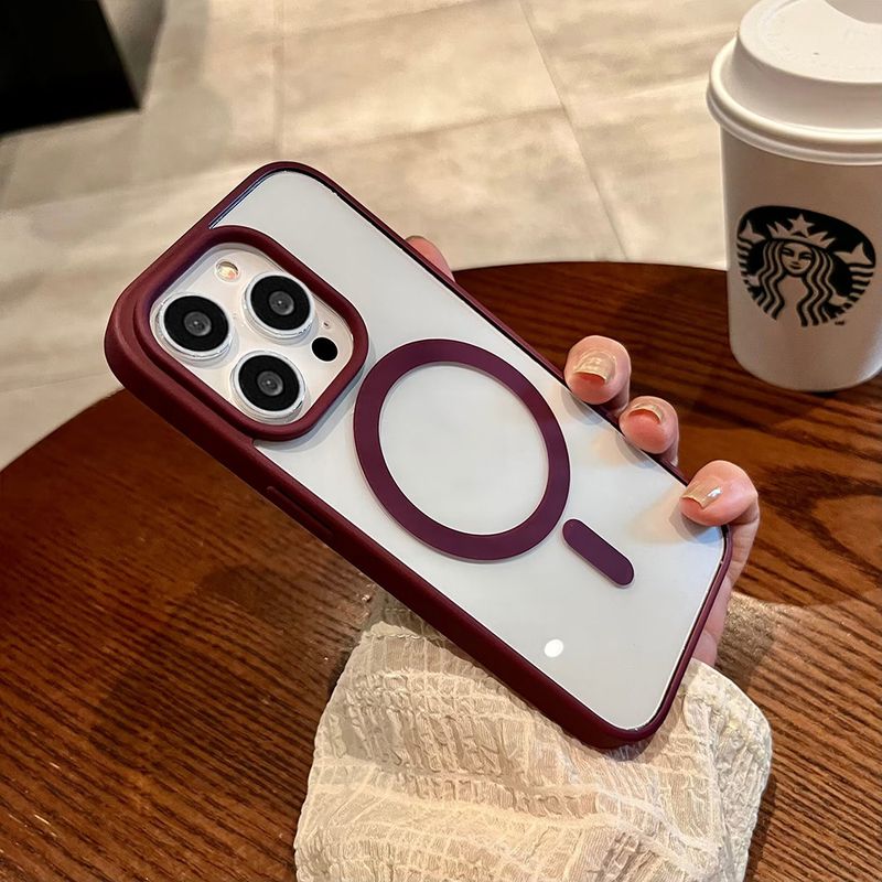 Funda magnética para teléfono con protección de lente y adhesivo suave anticaídas para iPhone 11, 12, 13, 14 y 15 Pro Max_voghion.com