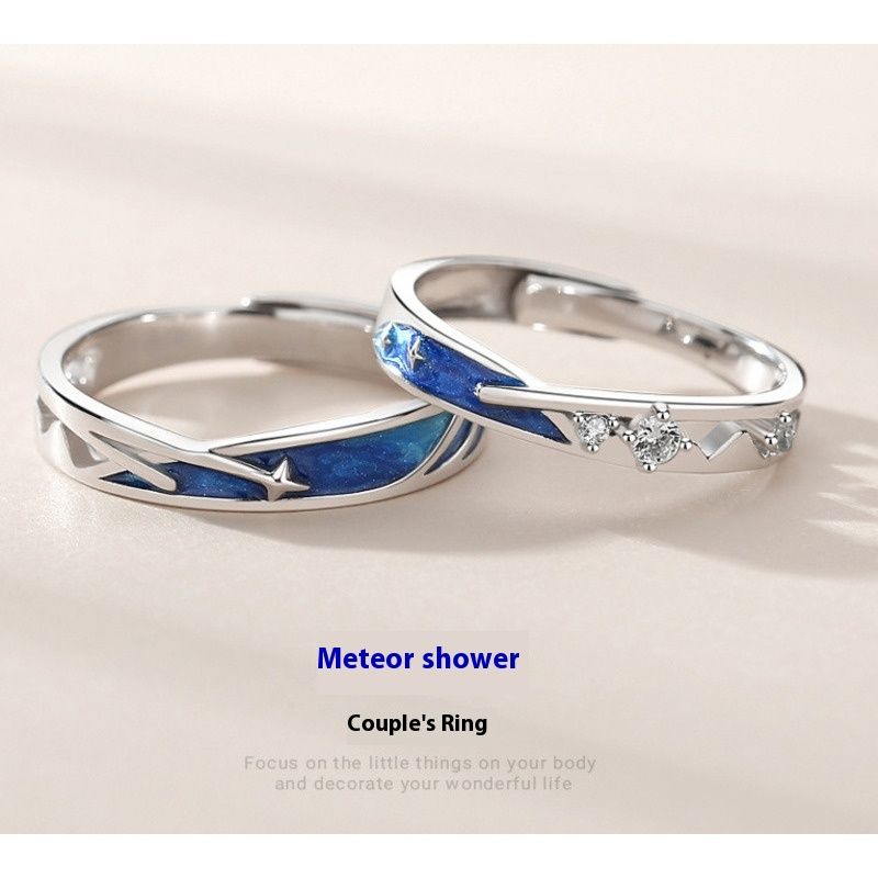 Koreanesch Versioun Meteorregen Koppel pure Sëlwer kreativ Nisch Instagram Pairing Rank, liichte Luxus Gedenkgeschenk_voghion.com