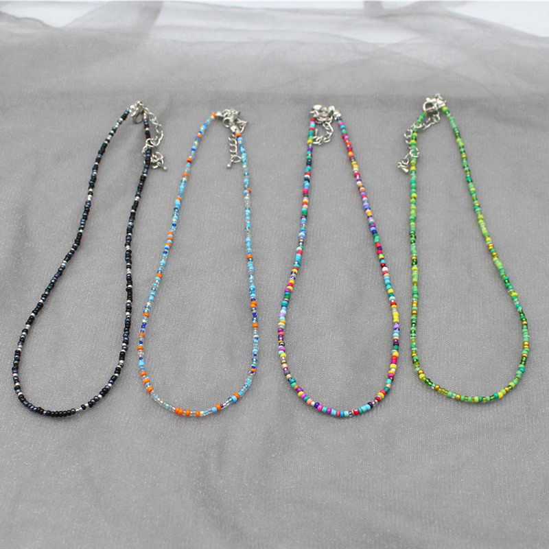 Mood lihtsad seemnehelmed Strand Choker kaelakee naiste string krae võlu, värviline käsitsi valmistatud Bohemia Collier Femme ehe kingitus_voghion.com
