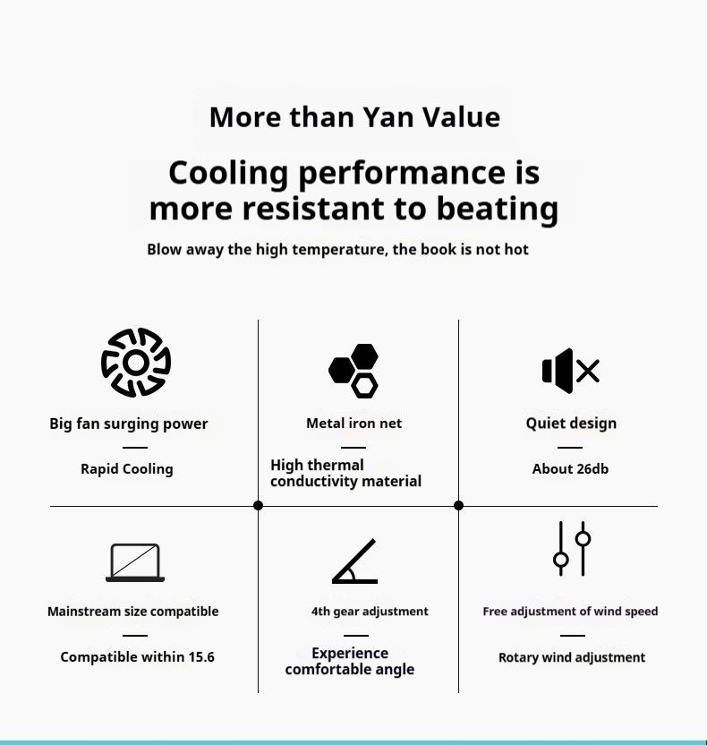 Cooler Silent Stand For 14-15.6 Inch Laptop Cooling Pad With Fan_voghion.com