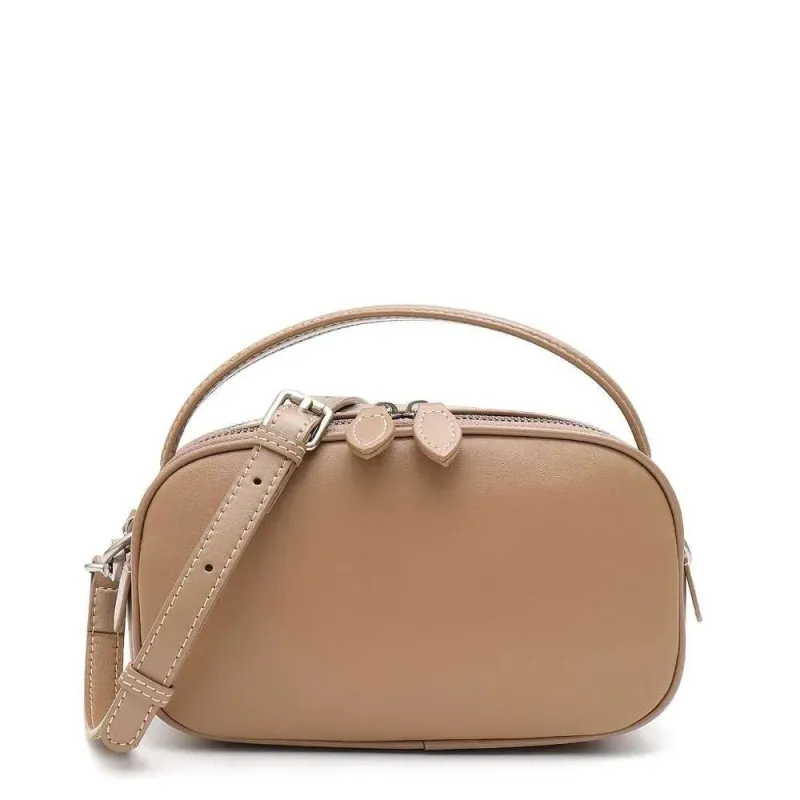 Designer 2025 Women's Plain Solid Color Minimalist Vegetable Tanned Leather Top-Handle Cross Body Real Cowhide Small_voghion.com